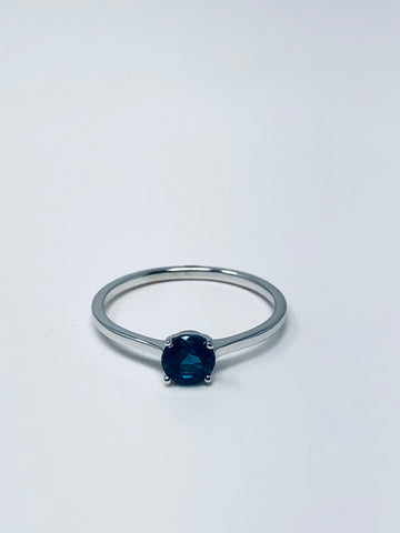 14K Single Stone Ring With Blue Topaz Center