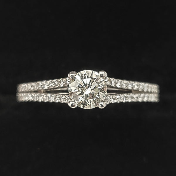 14K White Gold Engagement Ring with Diamond Center
