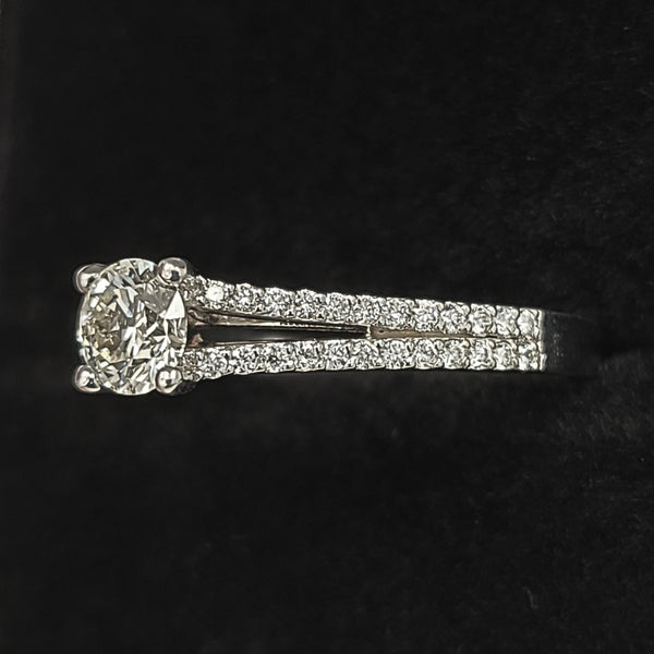 14K White Gold Engagement Ring with Diamond Center