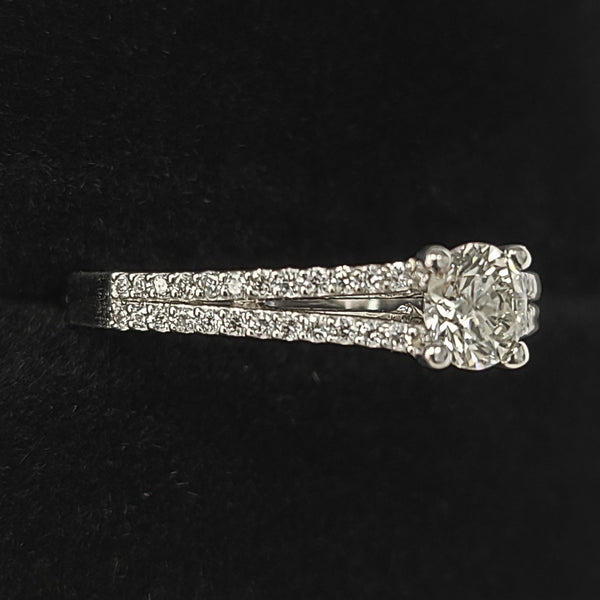 14K White Gold Engagement Ring with Diamond Center