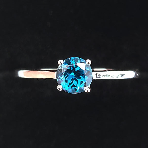 14K White Gold Engagement Ring with London Blue Topaz Center