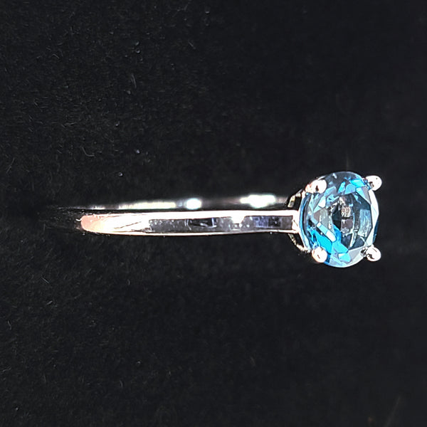 14K White Gold Engagement Ring with London Blue Topaz Center