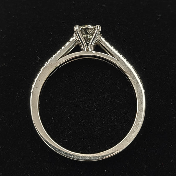 14K White Gold Engagement Ring with Diamond Center