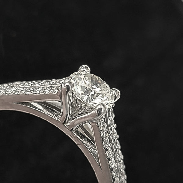 14K White Gold Engagement Ring with Diamond Center