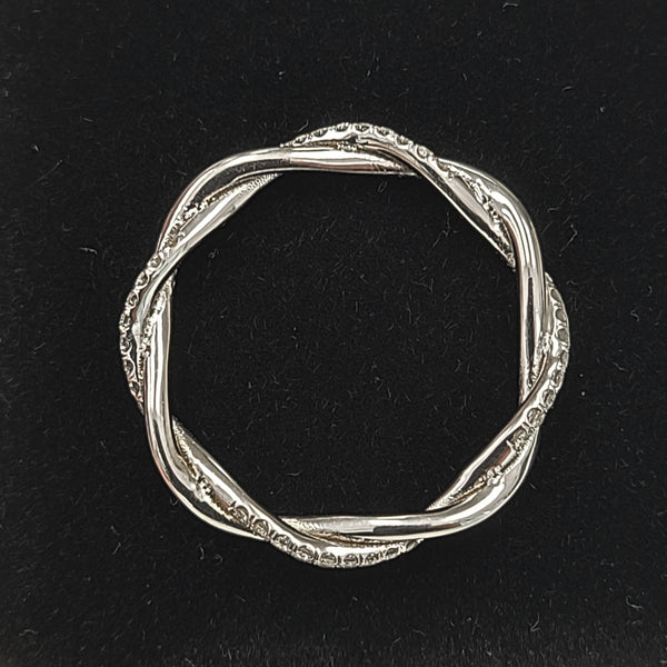 14K White Gold High Polished Twisted Band Eternity Ring with Diamonds