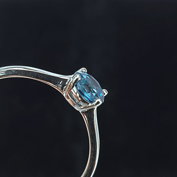 14K White Gold Engagement Ring with London Blue Topaz Center