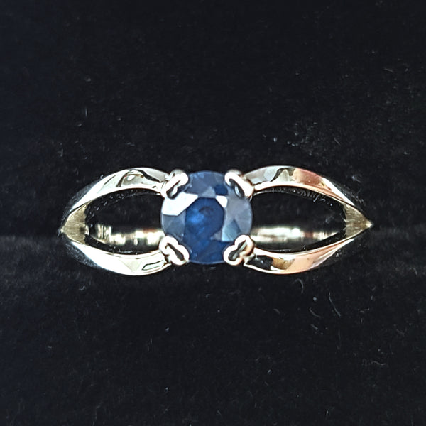 14K White Gold Engagement Ring with 5.0mm Blue Sapphire Center