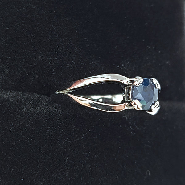 14K White Gold Engagement Ring with 5.0mm Blue Sapphire Center