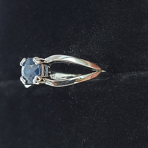 14K White Gold Engagement Ring with 5.0mm Blue Sapphire Center