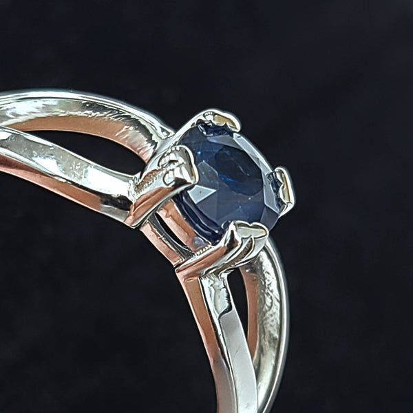 14K White Gold Engagement Ring with 5.0mm Blue Sapphire Center