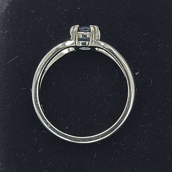 14K White Gold Engagement Ring with 5.0mm Blue Sapphire Center