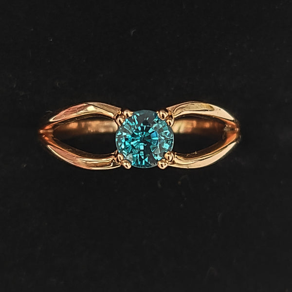 14K Rose Gold Engagement Ring with Blue Zircon Center