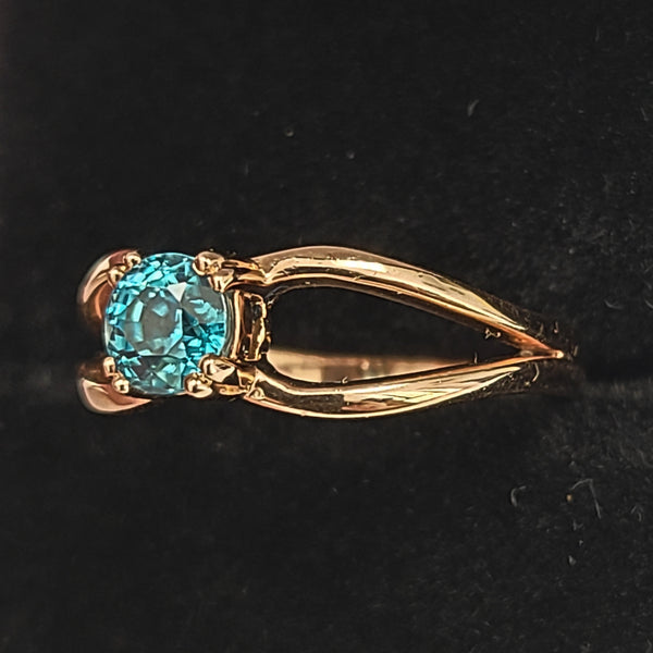 14K Rose Gold Engagement Ring with Blue Zircon Center