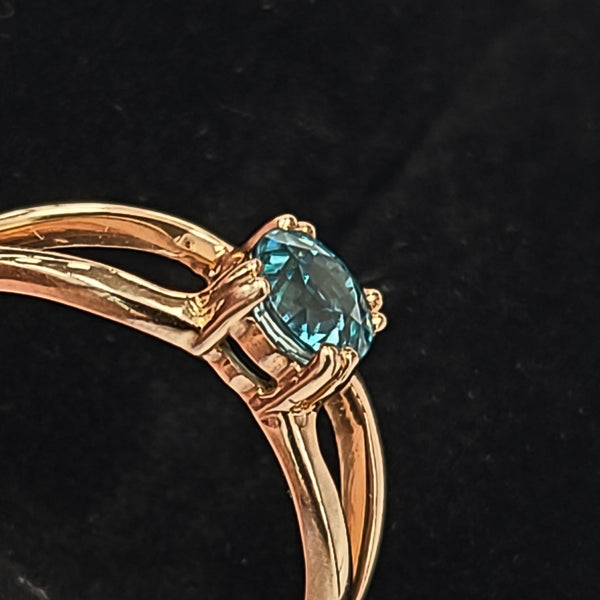14K Rose Gold Engagement Ring with Blue Zircon Center