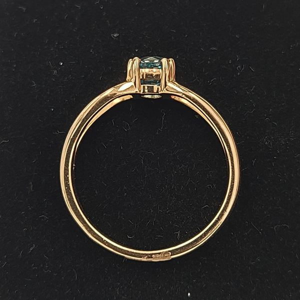 14K Rose Gold Engagement Ring with Blue Zircon Center