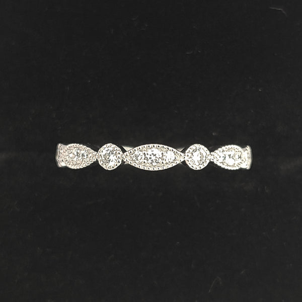 14K White Gold Art Deco Eternity Ring with Diamonds
