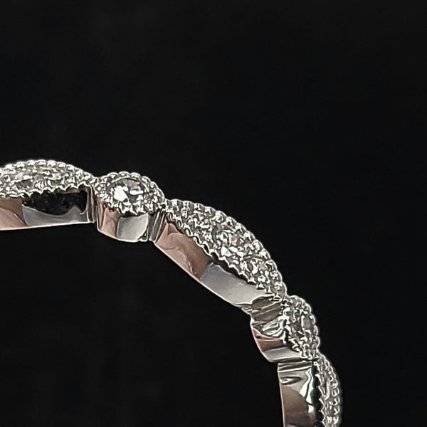 14K White Gold Art Deco Eternity Ring with Diamonds