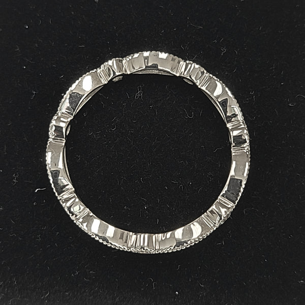 14K White Gold Art Deco Eternity Ring with Diamonds
