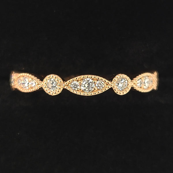 14K Rose Gold Art Deco Eternity Ring with Diamonds