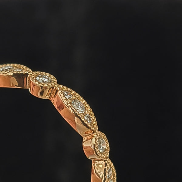 14K Rose Gold Art Deco Eternity Ring with Diamonds