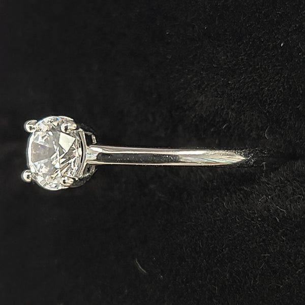 14K White Gold Solitaire Engagement Ring with Zircon Center