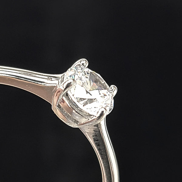 14K White Gold Solitaire Engagement Ring with Zircon Center