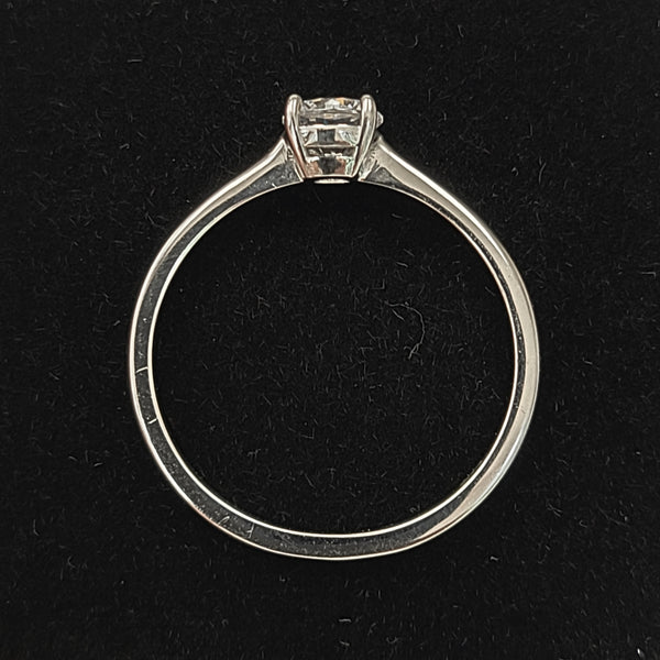 14K White Gold Solitaire Engagement Ring with Zircon Center