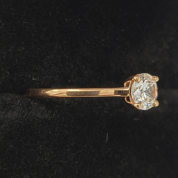 14K Rose Gold Solitaire Engagement Ring with Zircon Center