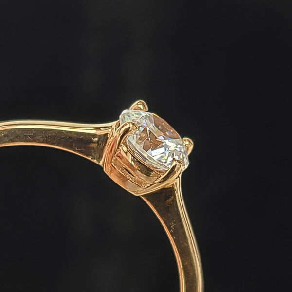 14K Rose Gold Solitaire Engagement Ring with Zircon Center
