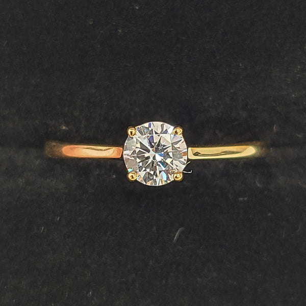 14K Gold Solitaire Engagement Ring with Zircon Center