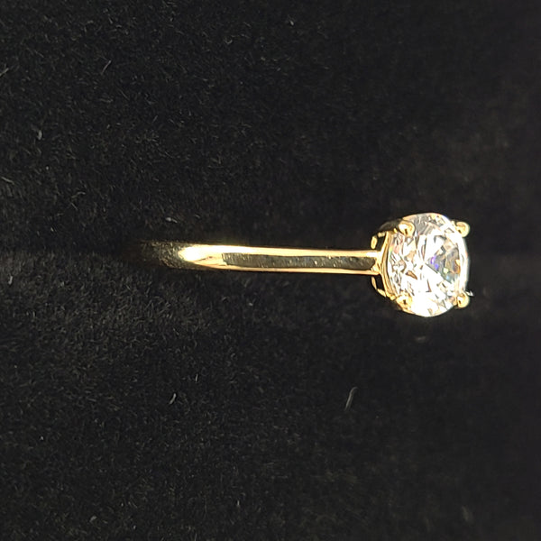 14K Gold Solitaire Engagement Ring with Zircon Center
