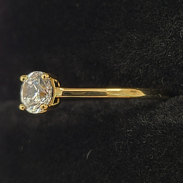 14K Gold Solitaire Engagement Ring with Zircon Center