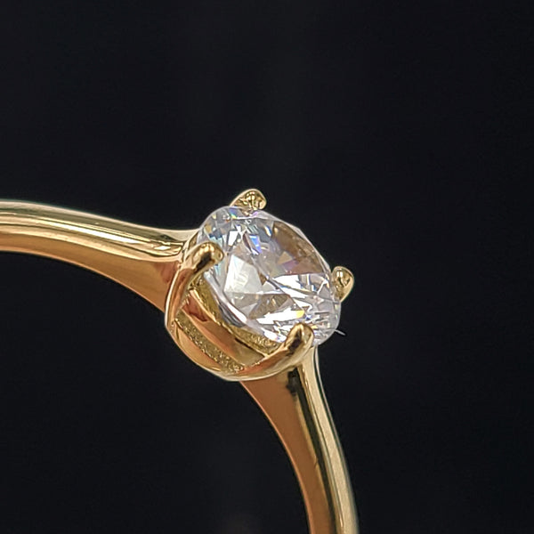 14K Gold Solitaire Engagement Ring with Zircon Center