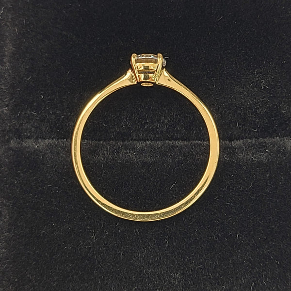 14K Gold Solitaire Engagement Ring with Zircon Center