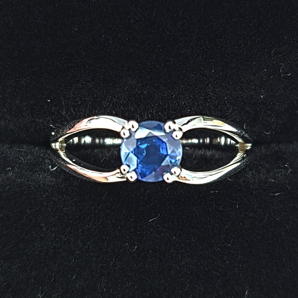 14K White Gold Engagement Ring with 5.3mm Blue Sapphire Center