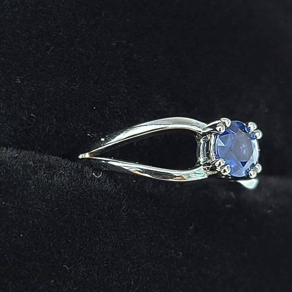 14K White Gold Engagement Ring with 5.3mm Blue Sapphire Center