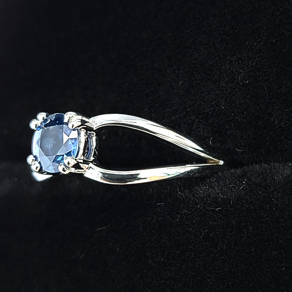 14K White Gold Engagement Ring with 5.3mm Blue Sapphire Center