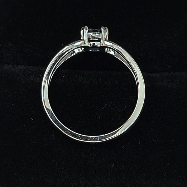 14K White Gold Engagement Ring with 5.3mm Blue Sapphire Center