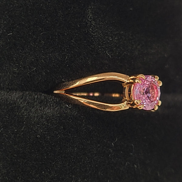 14K Rose Gold Engagement Ring with Pink Sapphire Center