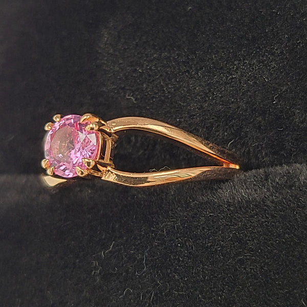 14K Rose Gold Engagement Ring with Pink Sapphire Center