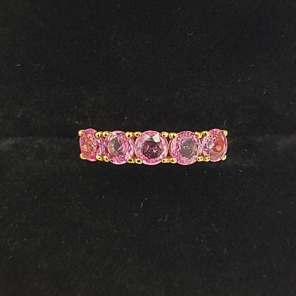 14K Gold Fashion Ring with 5 Pink Sapphires