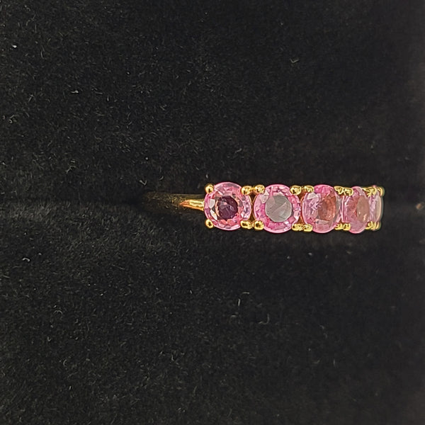 14K Gold Fashion Ring with 5 Pink Sapphires
