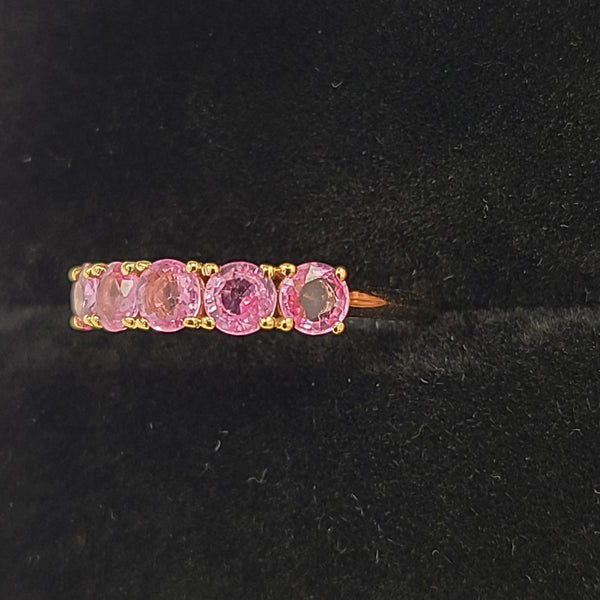 14K Gold Fashion Ring with 5 Pink Sapphires