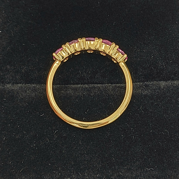 14K Gold Fashion Ring with 5 Pink Sapphires