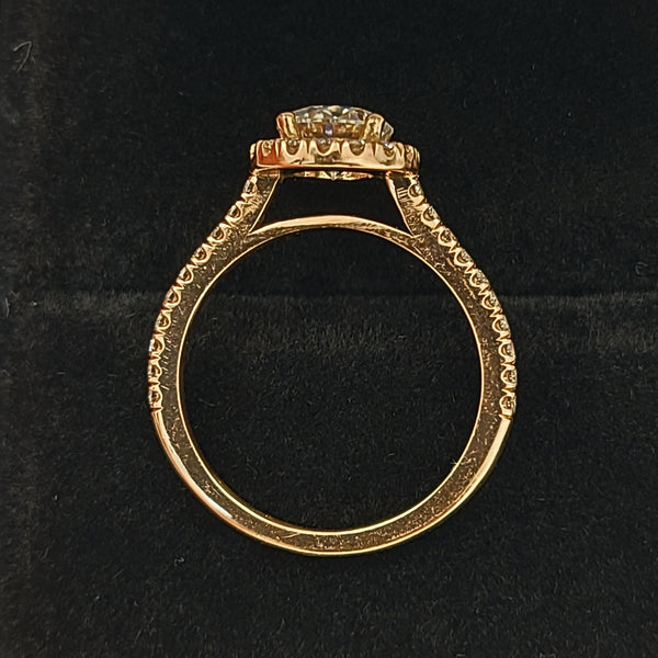 14K Rose Gold Halo Engagement Ring with Zircon Center