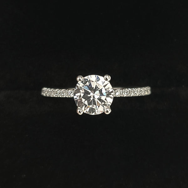 14K White Gold Engagement Ring with Zircon Center
