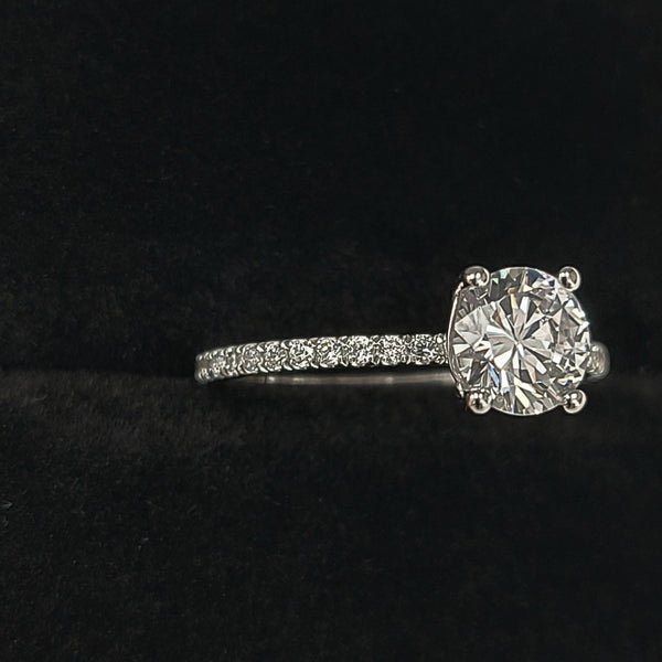 14K White Gold Engagement Ring with Zircon Center