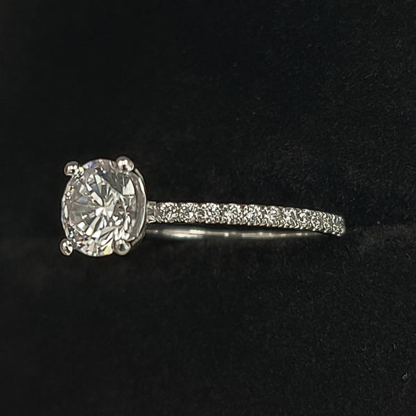 14K White Gold Engagement Ring with Zircon Center