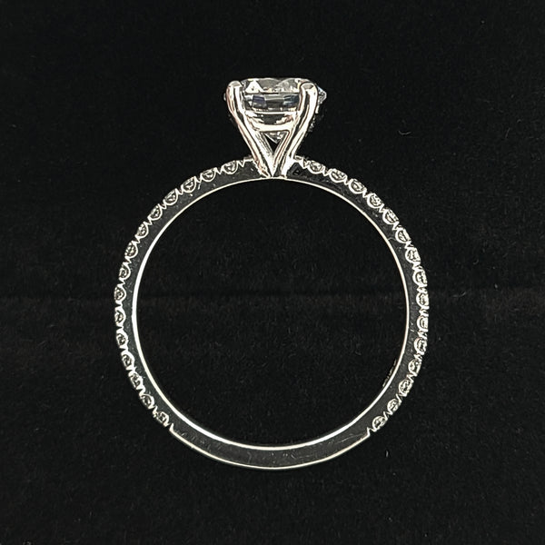 14K White Gold Engagement Ring with Zircon Center