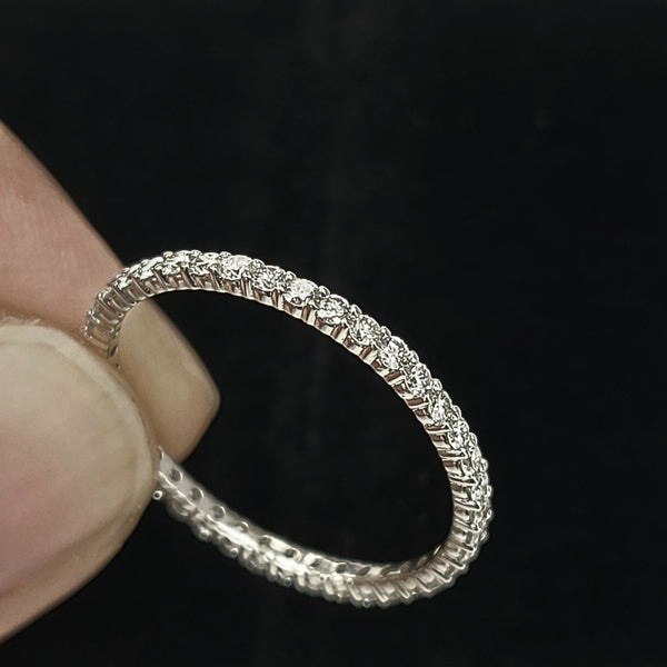 14K White Gold Thin Eternity Ring with Diamonds
